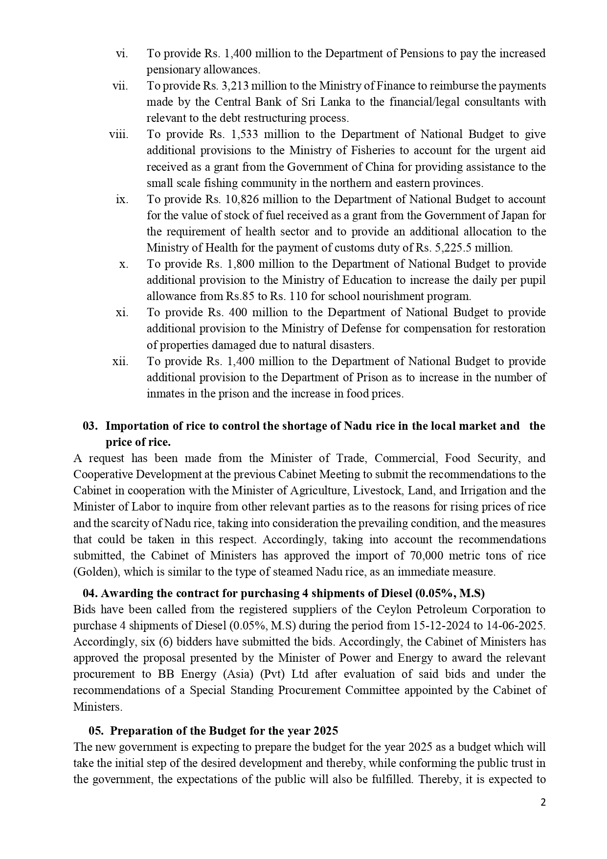 Cabinet Decisions on 25.11.2024 E page 0002