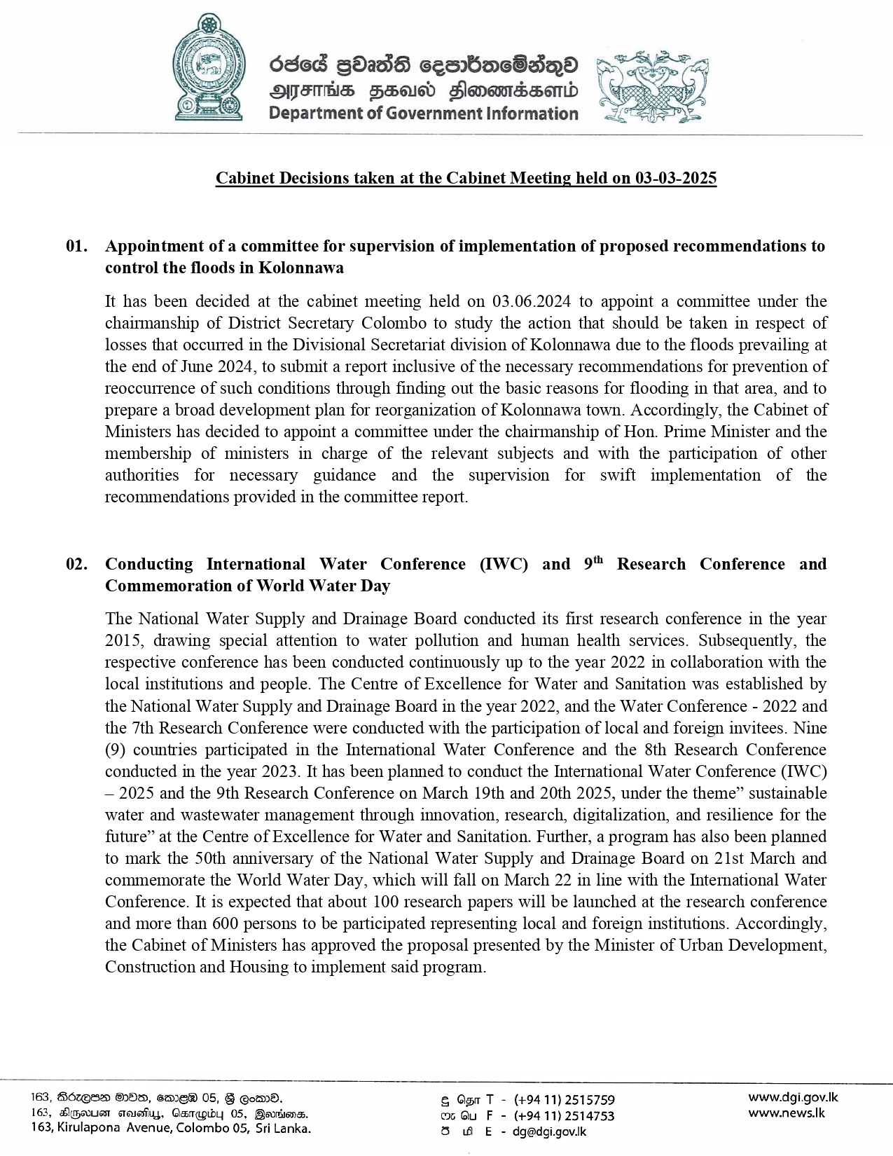 Cabinet Decisions on 03.03.2025 English page 0001