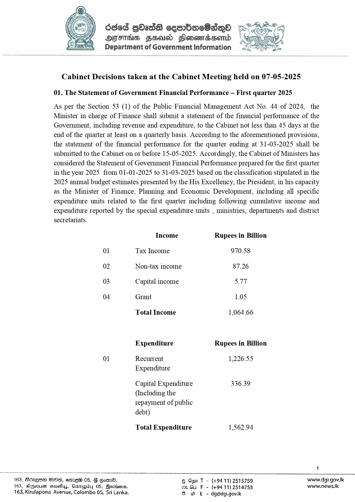 Cabinet Decisions on 07.05.2025 E page 0001