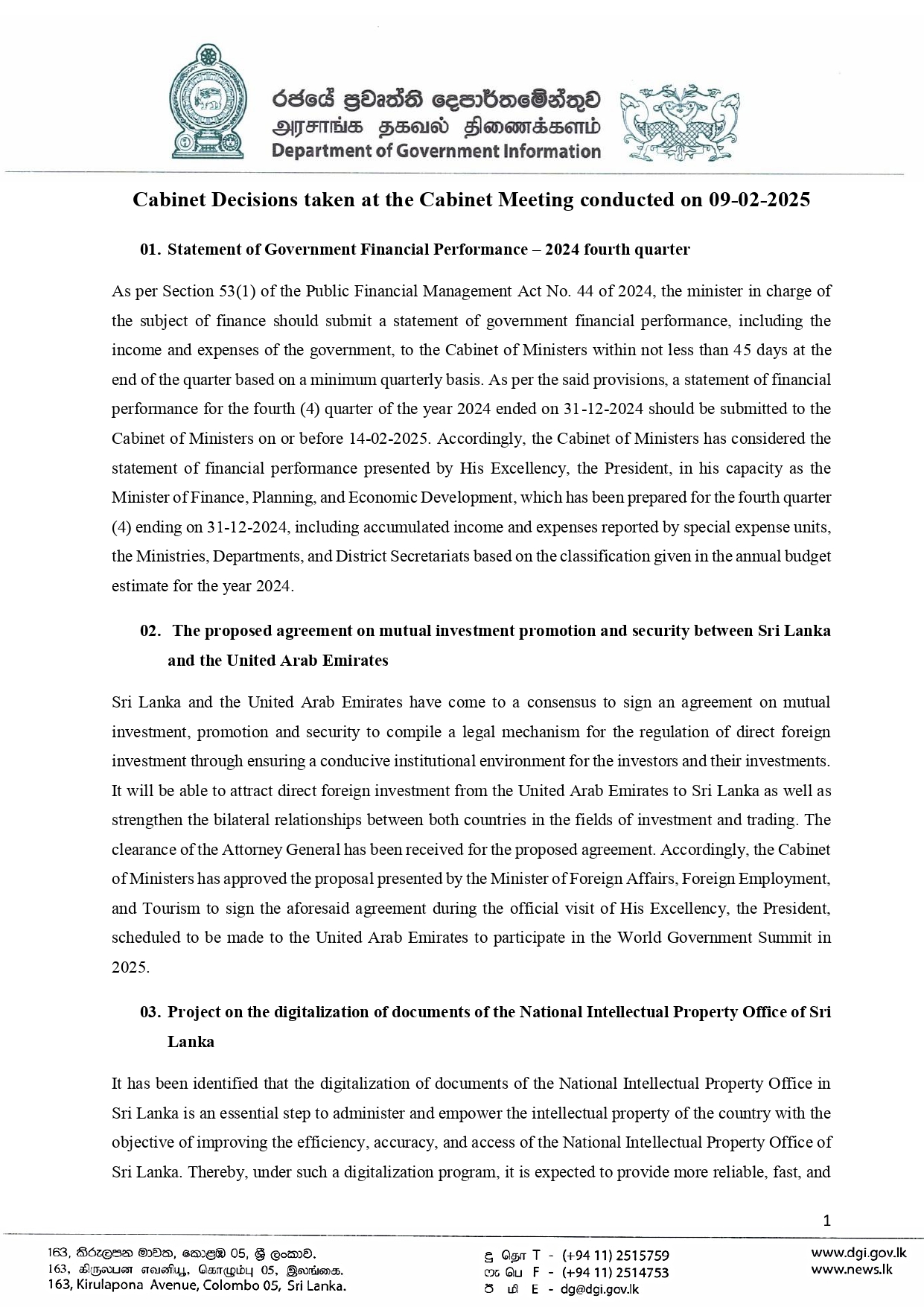 Cabinet Decisions on 09.02.2025 E 1 page 0001