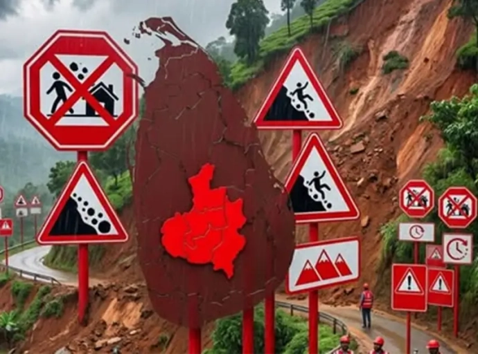 NBRO Issues Red Landslide Warnings for Six Divisional Secretariat Areas