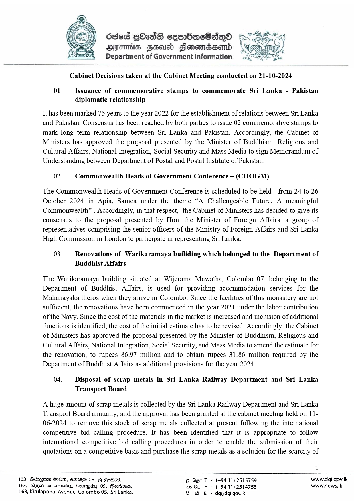 Cabinet Decisions on 21.10.2024 E page 0001