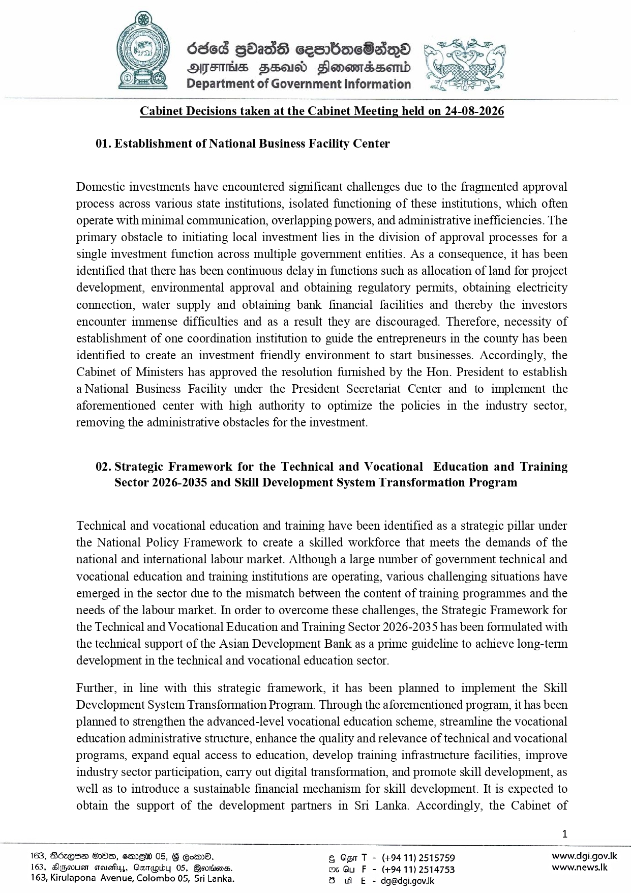 Cabinet Decisions on 24.08.2026 E page 0001