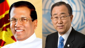 UN Secretary General Ban Ki-Moon telephones President Maithripala Sirisena