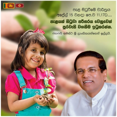 Plant a sapling at auspicious time 11.17 a m today, President urges all Sri Lankans