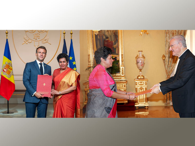 Ambassador of Sri Lanka presents Credentials to H.E. Emmanuel Macron, Co-Prince of Andorra