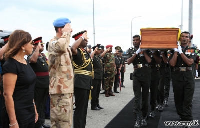 UN Peacekeepers’ remains brought amidst Military Honours at BIA